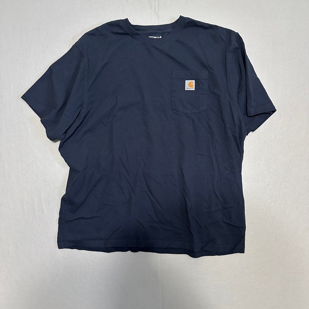 Carhartt Mens K87 Workwear Pocket T-Shirt Navy‎ Blue Loose Fit 2XL Short Sleeve